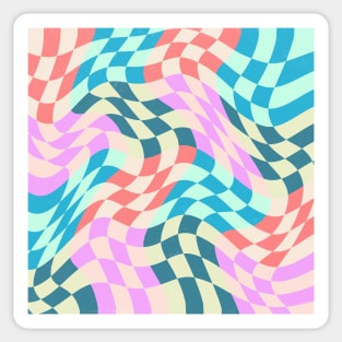 Groovy Abstract Grid Colorful Pattern Retro 70s Sticker